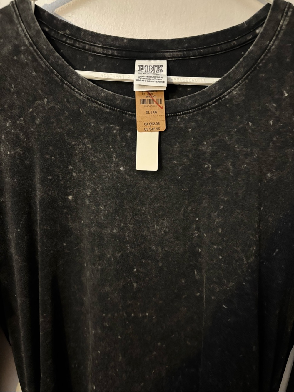 PINK Victoria's Secret Black Mineral-Wash Short Sleeve Tee